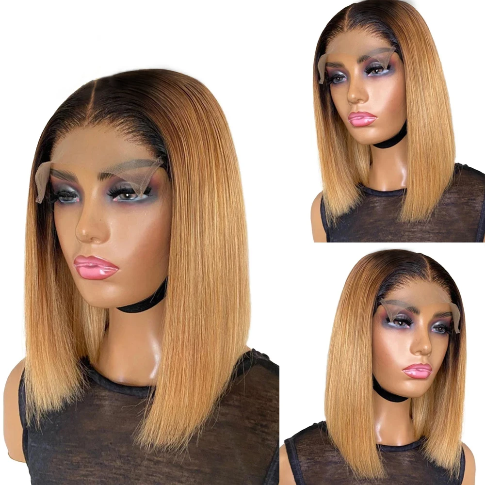 Top Trends: Short Ombre Honey Blonde Bob Wig With Baby Hair Honey Brown Straight Human Hair Wigs Lace Part 1b27 Brown Wigs For Black Women Shoppable Styles