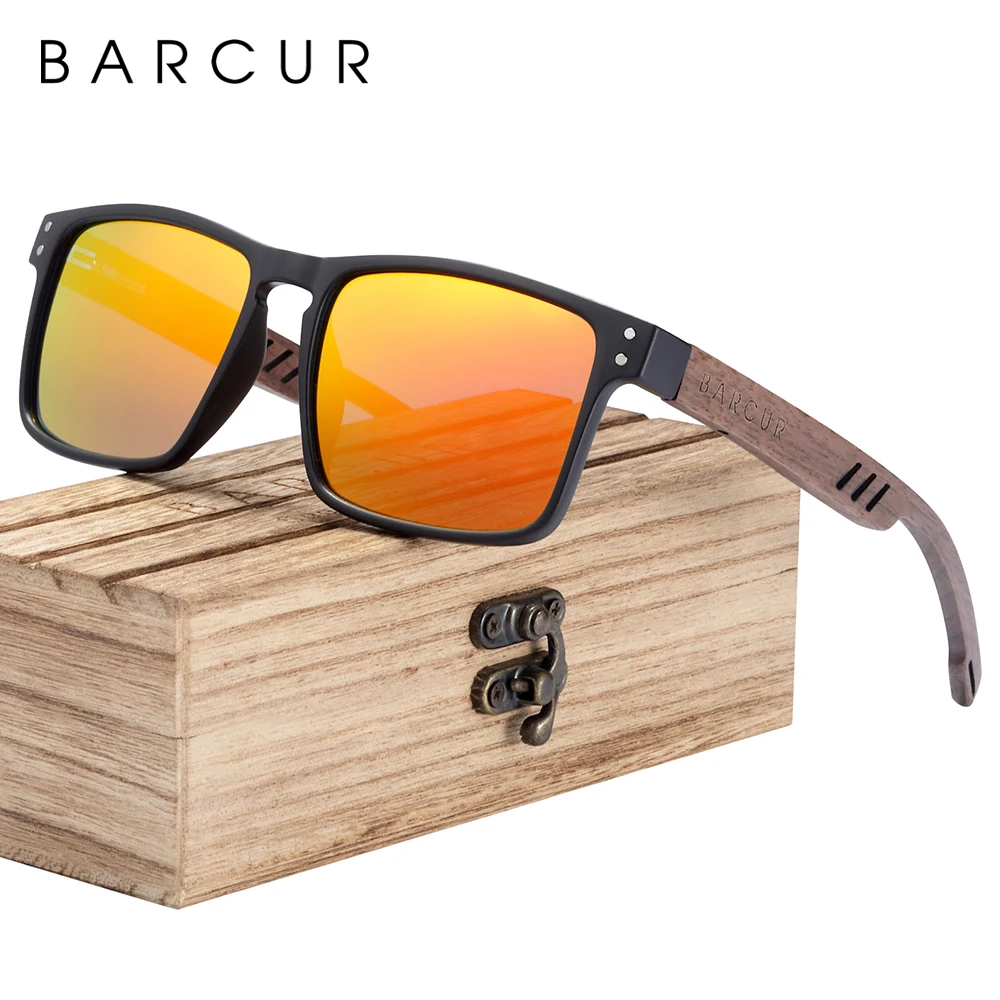 Top Trends: BARCUR Men&#039;s Sunglasses For Men Brand Designer Natural Walnut Wood Sun Glasses Women Polarized Eyewear UV400 Eyewear Oculos Shoppable Styles