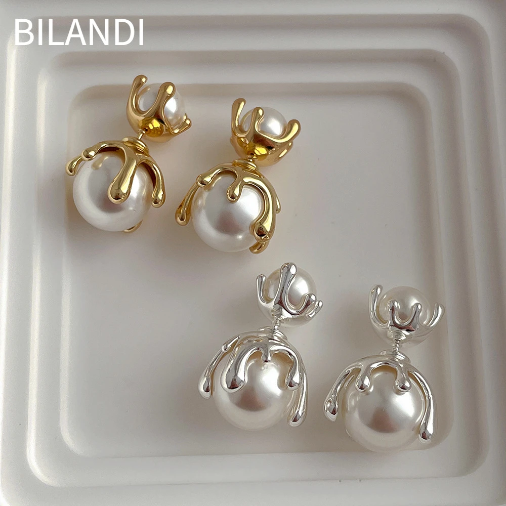 Top Trends: Bilandi Modern Jewelry High Quality Simulated Pearl Earrings 925 Silver Needle Back And Front Stud Earrings For Women Girl Gift Shoppable Styles