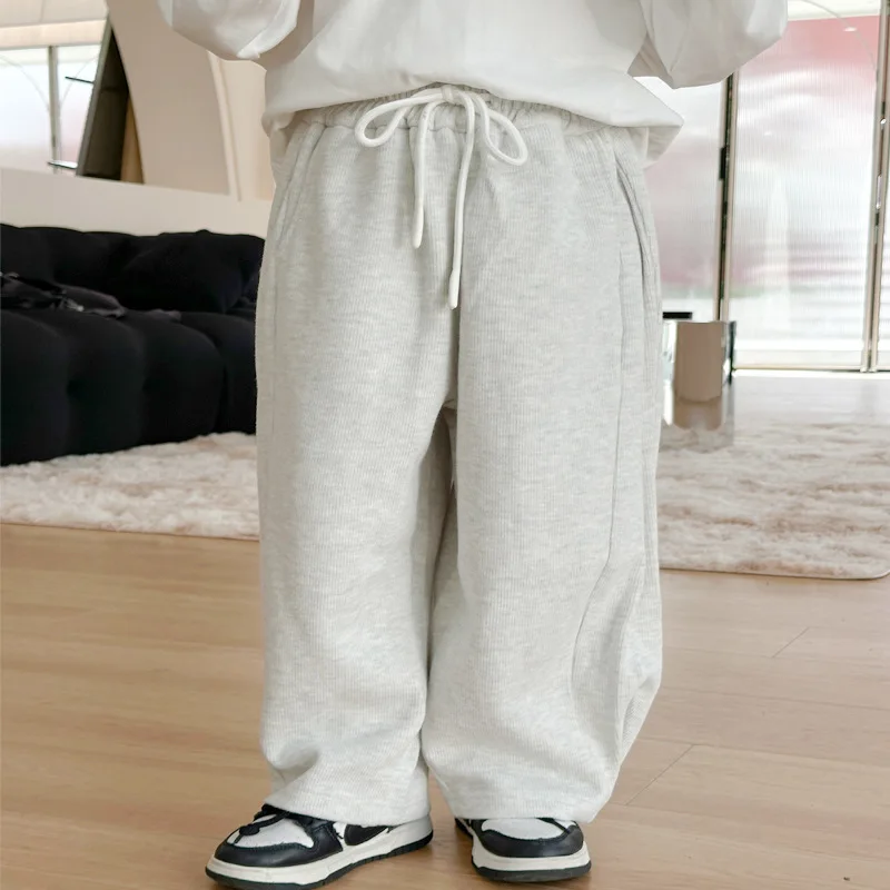 Top Trends: Autumn Kids Pants Children Solid Color Loose Wide Leg Pants Boys Soft All-match Straight Sweatpants Shoppable Styles - Image 2