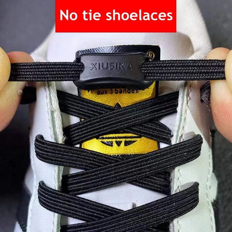 Top Trends: 1Pair Flat Elastic Shoelaces No Tie Shoe Laces Sneaker Shoelace Adults And Kids Lazy Laces One Size Fits All Shoes Accessories Shoppable Styles