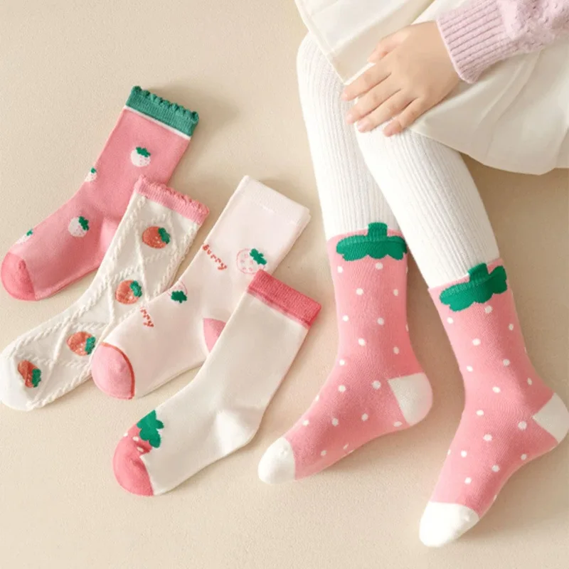 Top Trends: 5Pairs / lot Children Socks For Girls Cotton Cute Outdoor Travel Sports Socks Causual Sports Clothes Accessories Shoppable Styles