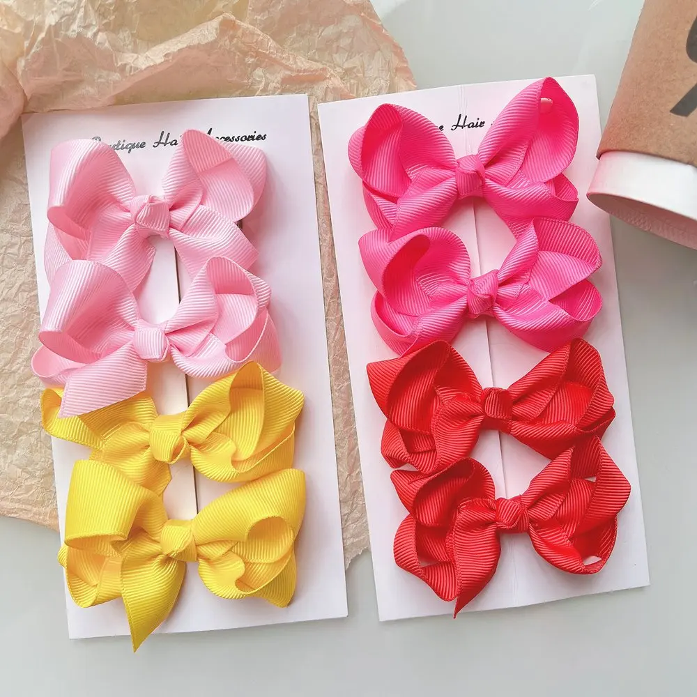 Top Trends: 2023 1pcs Solid Hair Bows With Clip For Cute Baby Girls Boutique Plain Knot Ribbon Bows Hairpin Headwear Kids Hair Accessories Shoppable Styles