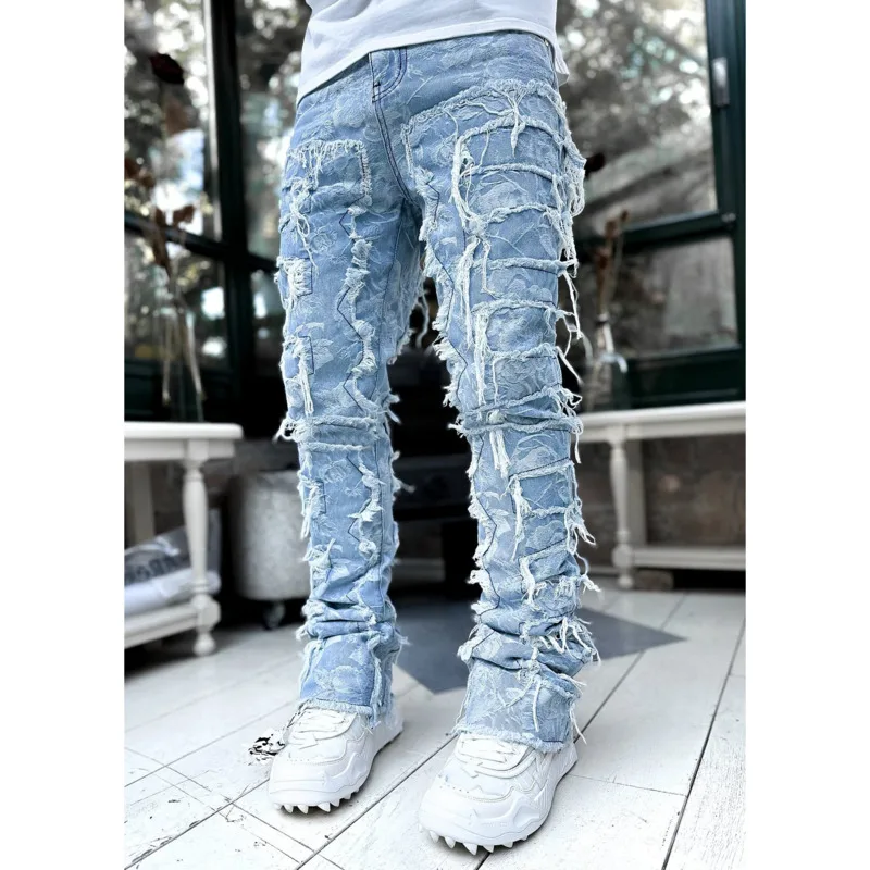 Top Trends: High Street Stretch Patchwork Jeans Y2k Tassel Straight Denim Trousers Hip Hop Retro Jeans Casual Pencil Pants For Men Shoppable Styles