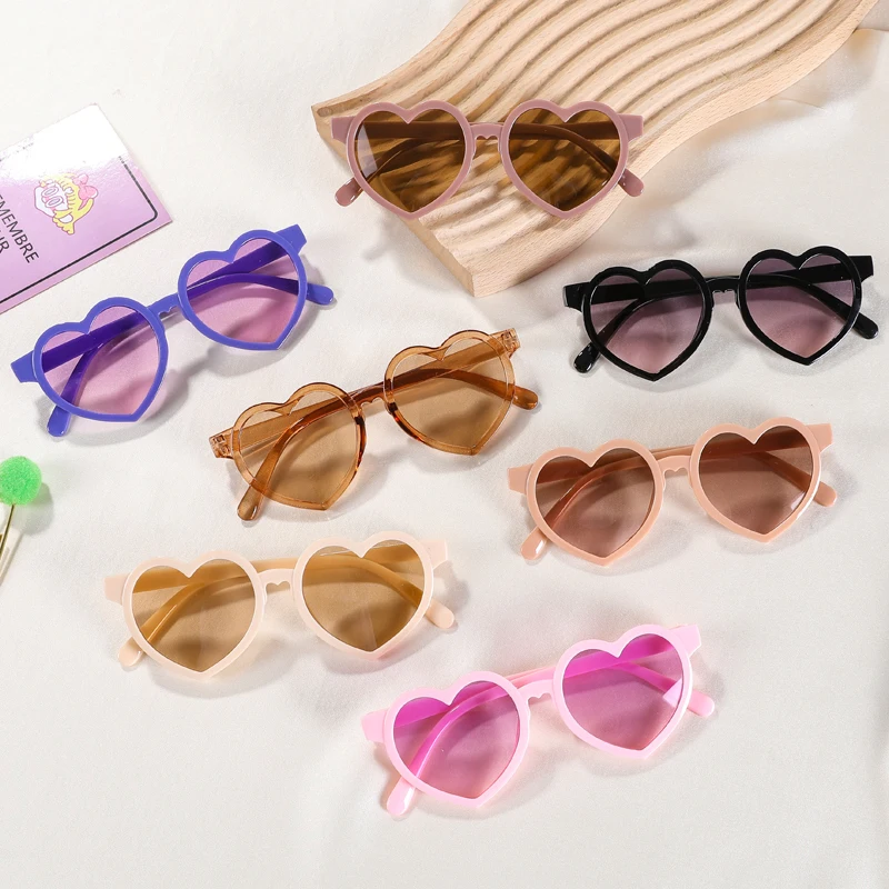 Top Trends: 2-8 Years New Kids Cartoon Heart Love Sunglasses Girls Boy Children Outdoor Round UV400 Sun Glasses Baby Cute Pink Candy Eyewear Shoppable Styles