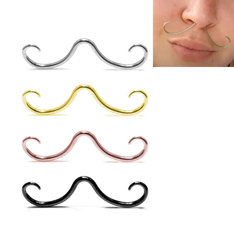 Top Trends: Septum Mustache Ring Body Piercing Jewelry For Women Men 14G 16G 316L Surgical Steel Nose Stud Shoppable Styles