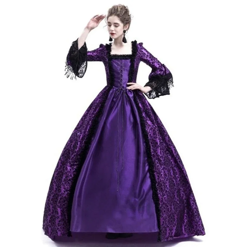 Top Trends: Women&#039;s Vintage Long Sleeve Dress Medieval Victorian Court Lace Patchwork Gothic Dress Halloween Witch Cosplay Party Costume Shoppable Styles