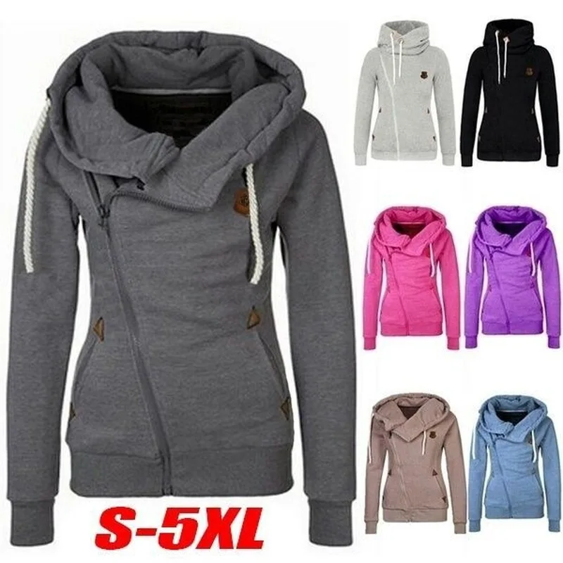 Top Trends: Hoodies Women Sweatshirt Autumn Winter Turn-down Collar Hooded Pullover Side Zipper Jacket Coats Sweatshirts Tracksuit Joggers Shoppable Styles