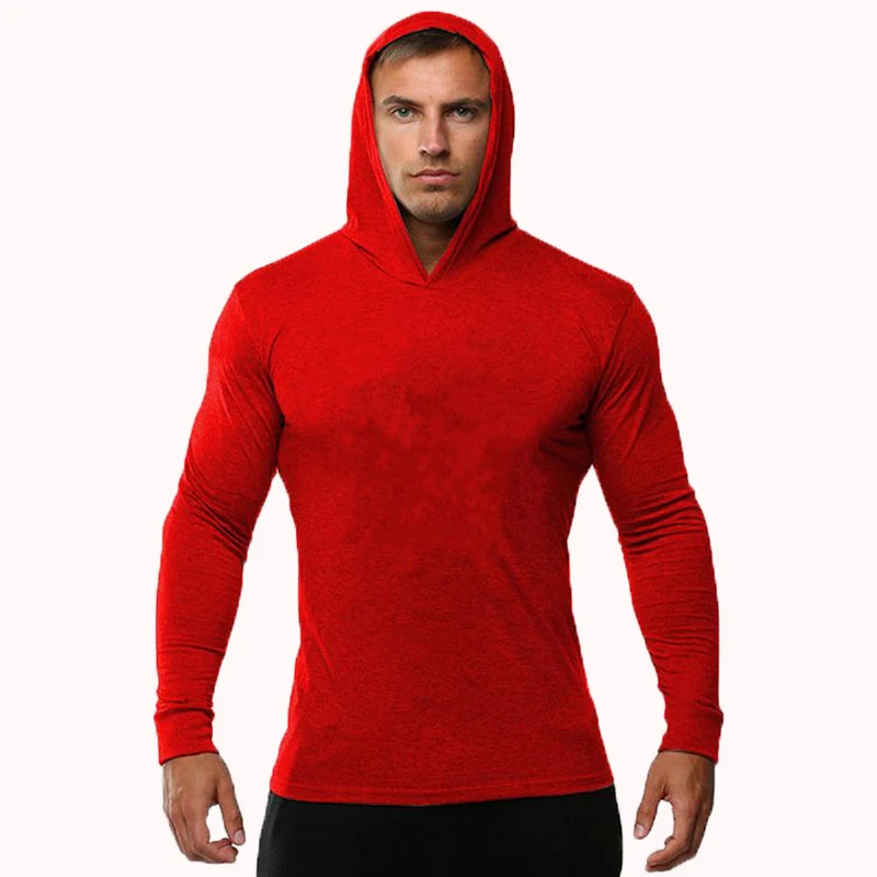 Top Trends: Summer Thin Long Sleeve Hooded European Size Men's Fitness Sports Leisure Running Training GYM 100% Cotton Sweater New Shoppable Styles - Image 5