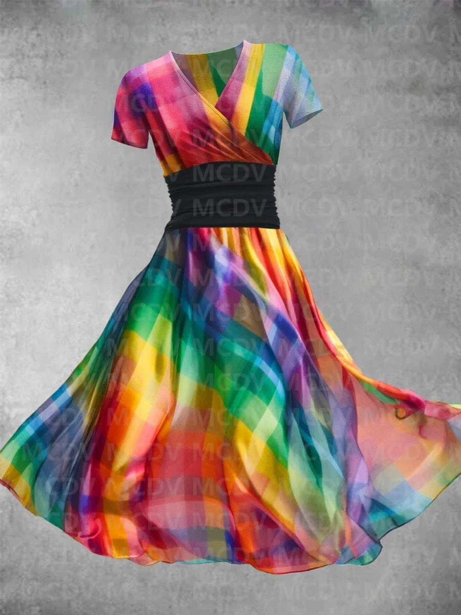 Top Trends: Women&#039;s Rainbow Collage Art Maxi Dress 3D Printed Sexy V-neck Dress Female Dresses Shoppable Styles