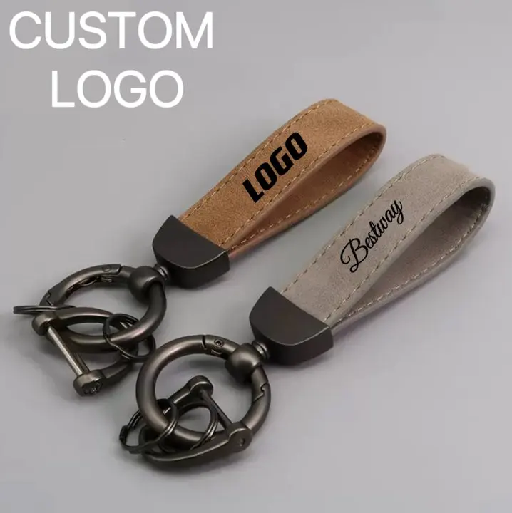 Top Trends: Laser Engrave Suede Leather Keychain For Men And Women Retro Vintage Personalized Keyring Customized Car Logo Key Chain Gift Shoppable Styles