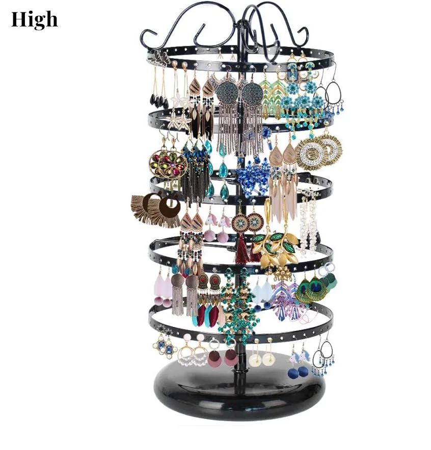 Top Trends: 5 Tiers Metal Rotating Earring Holder Organizer, Exquisite Jewelry Display Stand Necklace Rack Holder, 220 Holes For Earrings Shoppable Styles