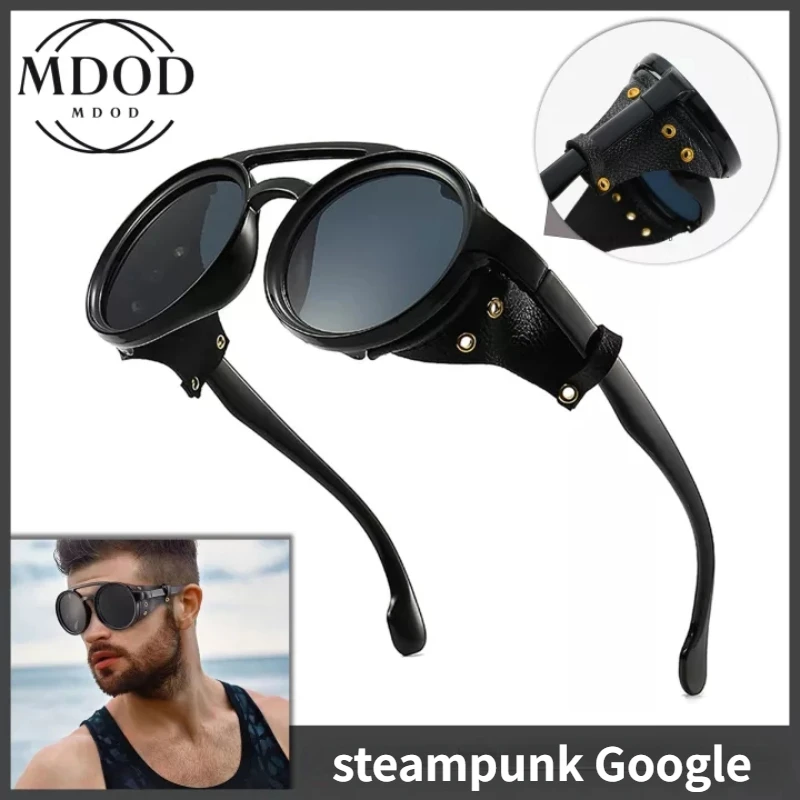 Top Trends: Steampunk Sunglasses Men Round Night Vision Googles Vintage Punk Sun Glasses Brand Design Hiking Driving Shades Eyewear UV400 Shoppable Styles