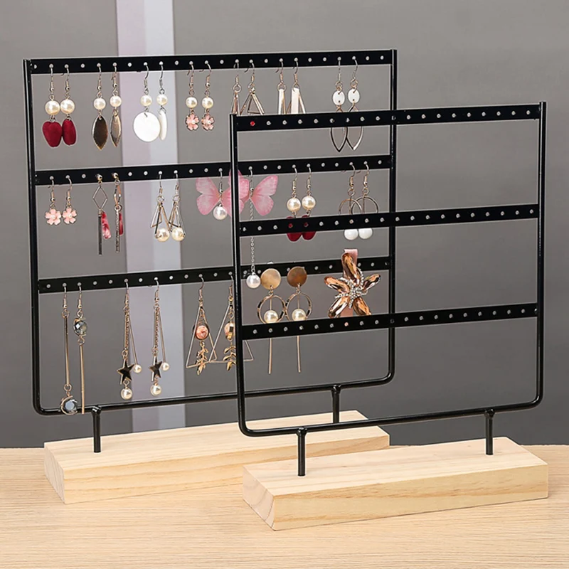 Top Trends: 1pcs 24 / 44 / 66 Holes Stand Holder Wooden Base Tray Earrings Storage Rack Earring Storage Rack Ear Studs Pendant Presenting Holder Shoppable Styles - Image 5