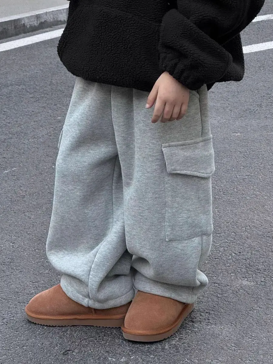 Top Trends: Winter Plush Kids Pants New Korean Children's Clothing Pants For Boys Thickened Pants Baby Warm Casual Kids Cargo Pants 2023 Shoppable Styles