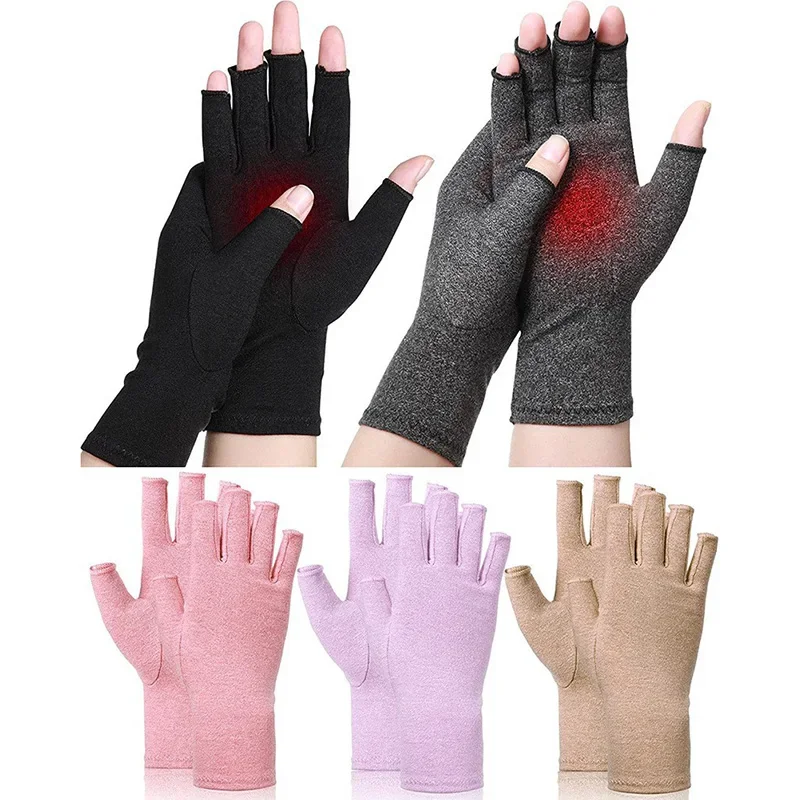 Top Trends: 1Pair Women Compression Arthritis Fingerless Gloves For Carpal Tunnel Tendonitis Hand Pain Typing Anti-Slip Cycling Gloves Shoppable Styles