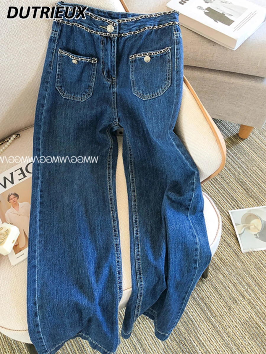 Top Trends: Heavy Industry Chain Decoration Loose Baggy Jeans Women&#039;s High Waist Casual Cotton Stretch Denim Pants 2023 Autumn New Trousers Shoppable Styles