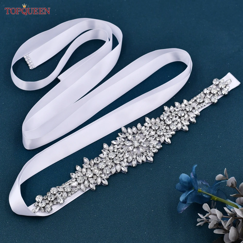 Top Trends: TOPQUEEN S319 Rhinestones Wedding Belts Bride Dress Decorative Sash With Stones Jeweled Satin Ribbons Silver Gown Appliques Shoppable Styles