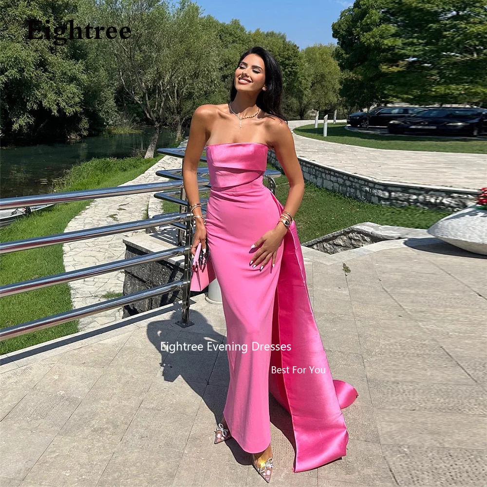 Top Trends: Eightree Modern Rose Pink Evening Dresses Mermaid Strapless Satin Formal Occasion Dresses Wedding Guest Dresses For Women 2023 Shoppable Styles