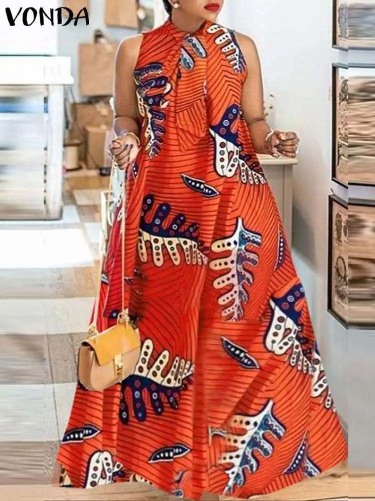 Top Trends: VONDA Women Sleeveless Dress 2023 Fashion Bohemian Printed Party Sundress Summer Maxi Long Robe Holiday Beach Vestidos Femininas Shoppable Styles - Image 5