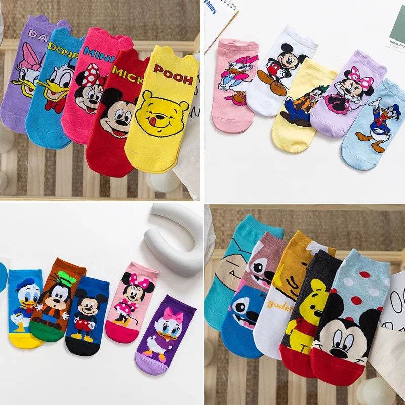 Top Trends: 5 Pairs Of Disney Socks Cartoon Mickey Mouse Spring And Summer Thin Socks 3D Ears Women&#039;s Socks Cotton Women&#039;s Boat Socks Shoppable Styles