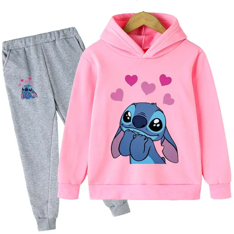 Top Trends: Children Boys Girls Stitch Hoodies Pants Set Boys Girls Stitch Sweatshirts Hooded Kids Fashion Stitch Pullovers Clothes Suit Shoppable Styles