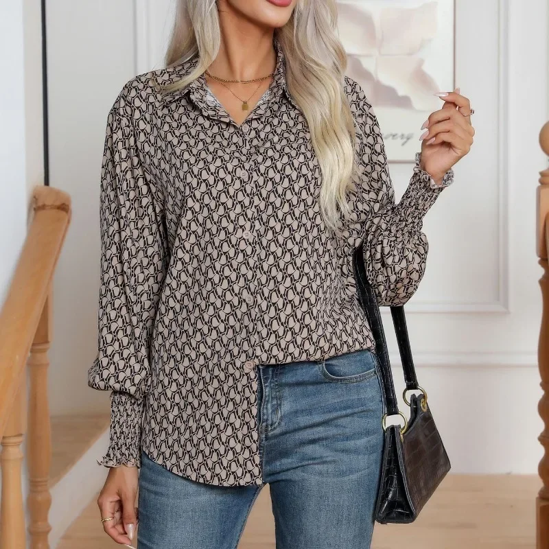 Top Trends: Spring And Autumn Women&#039;s Solid Color Polo Collar Single Breasted Flare Sleep Geometric Slim Shirt Fashion Casual Formal Tops Shoppable Styles