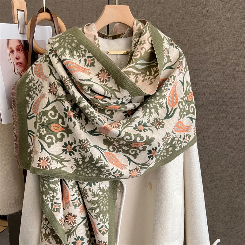 Top Trends: Print New Wraps Pashmina Travel Poncho Warm Cashmere Scarf Women 2023 Luxury Thick Blanket Winter Bufanda Shawl Female Stoles Shoppable Styles