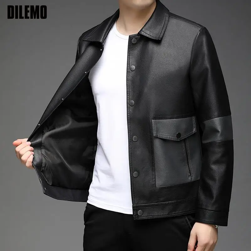 Top Trends: Top Grade New Brand Designer Streetwear Casual FashionClassic Faux Pu Fashion Leather Jacket Biker Men Coats Mens Clothing 2023 Shoppable Styles