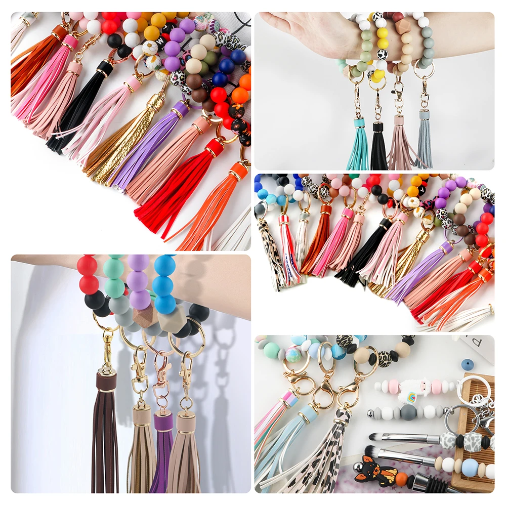 Top Trends: 4pcs 85mm Leather Tassel Key Chain Hand Bag Hanging Pendant Ornaments Gift Keyring Jewelry Diy Decoration Bag Tassel Accessories Shoppable Styles - Image 5