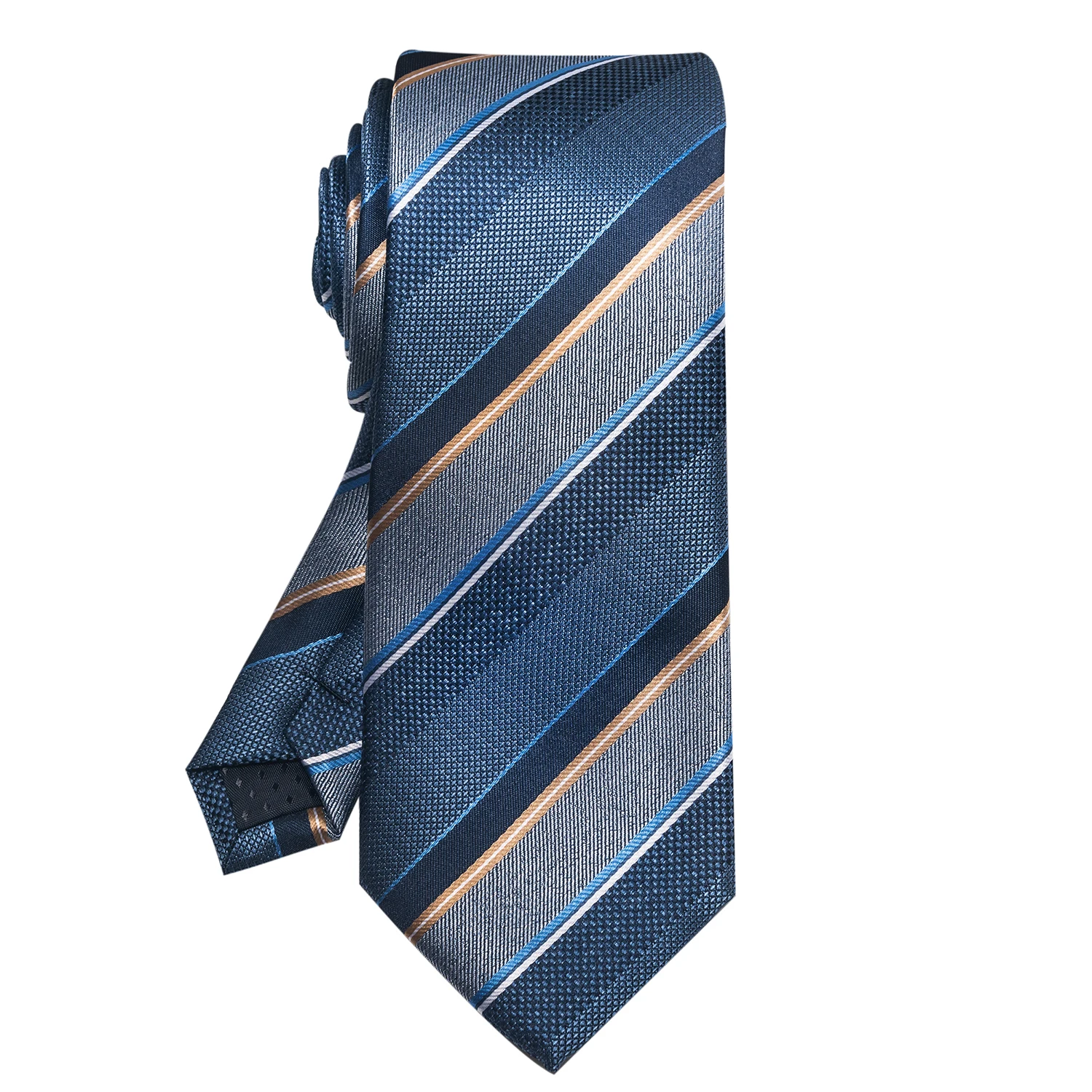 Top Trends: 100% Silk Brand Striped Blue Tie Men 2023 New Design 8 Cm Silk Woven Necktie Men&#039;s Gravatas Suit Accessories Fit Group Shoppable Styles