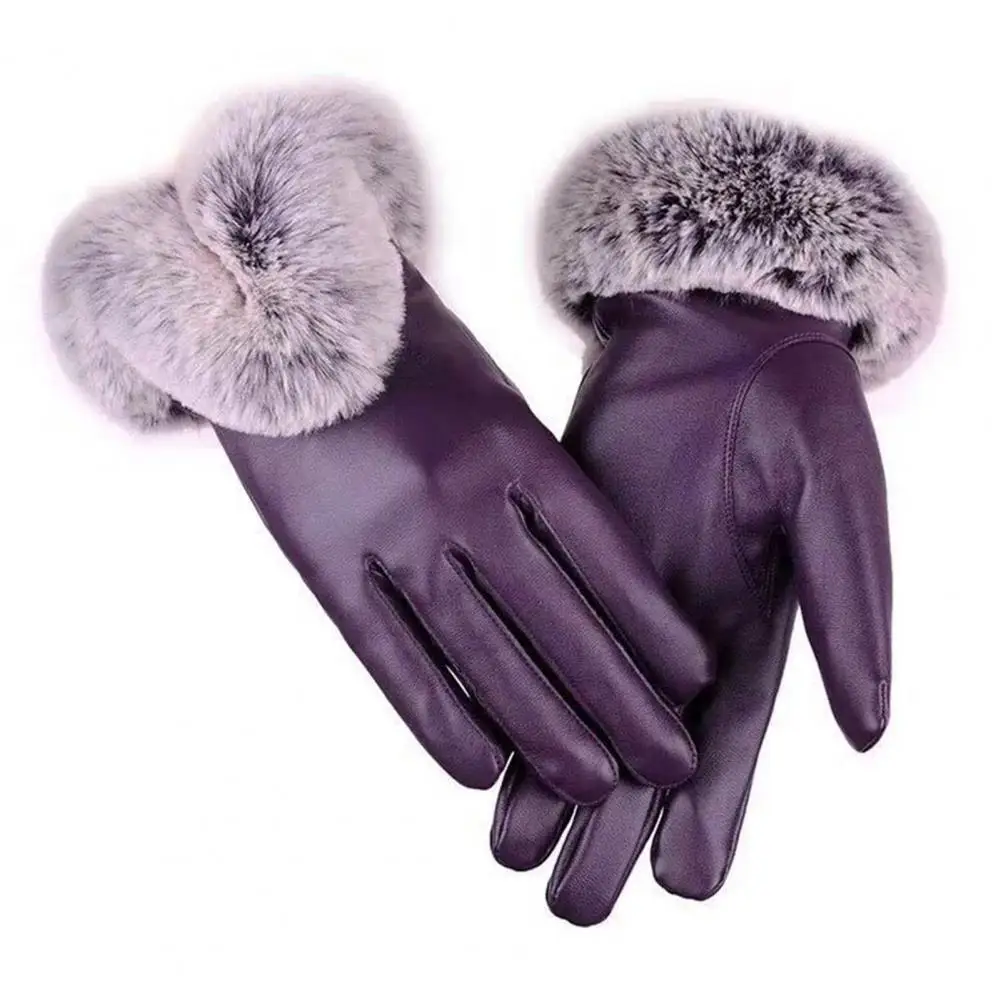 Top Trends: Winter Women Gloves Touch Screen Faux Rabbit Leather Mittens Lady Female Outdoor Driving Warm Gloves перчатки зимние мужские Shoppable Styles