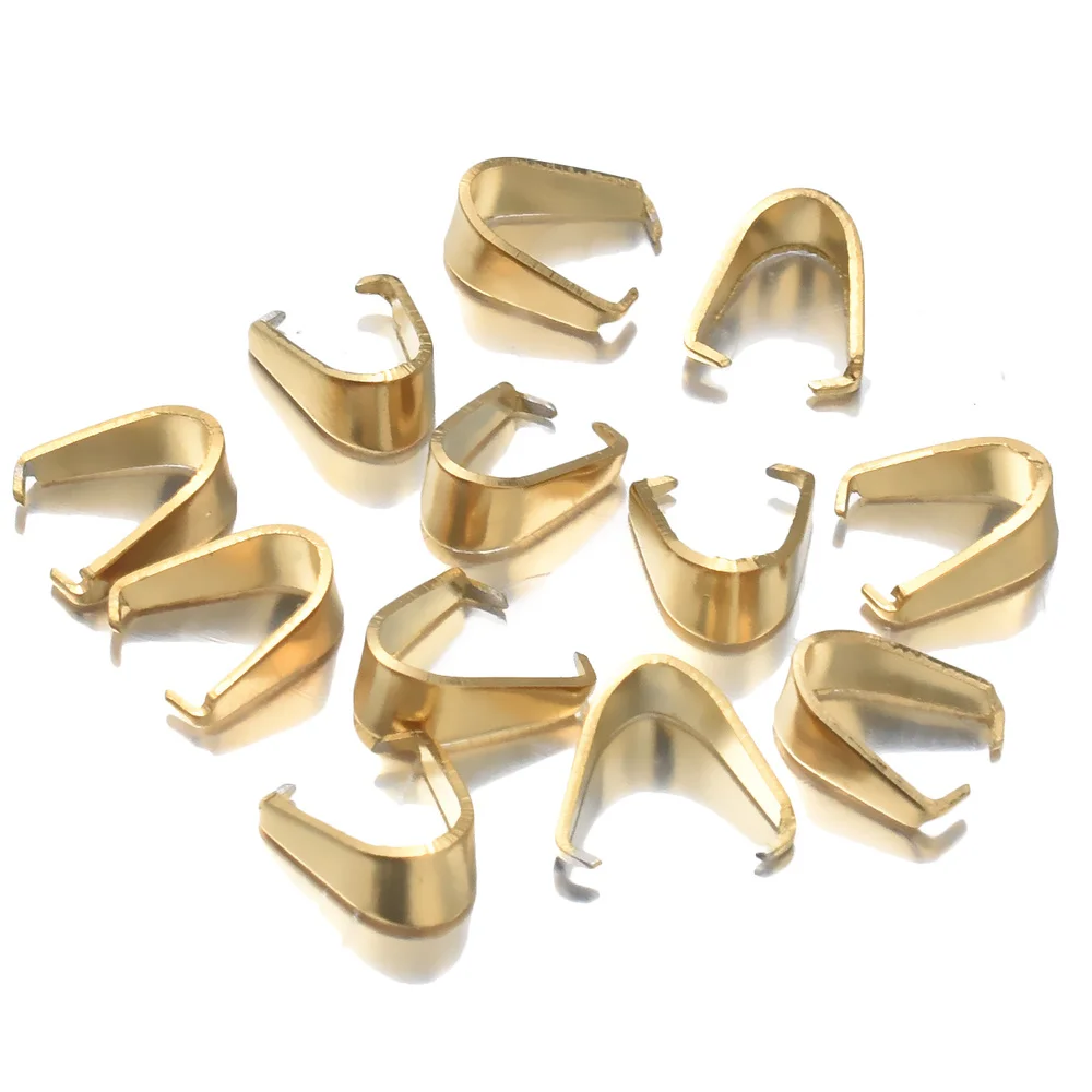 Top Trends: 50pcs Plated Gold Stainless Steel Clasps Bails Charm Melon Seeds Buckle Pendant DIY Necklace Bracelet Connectors Jewelry Finding Shoppable Styles