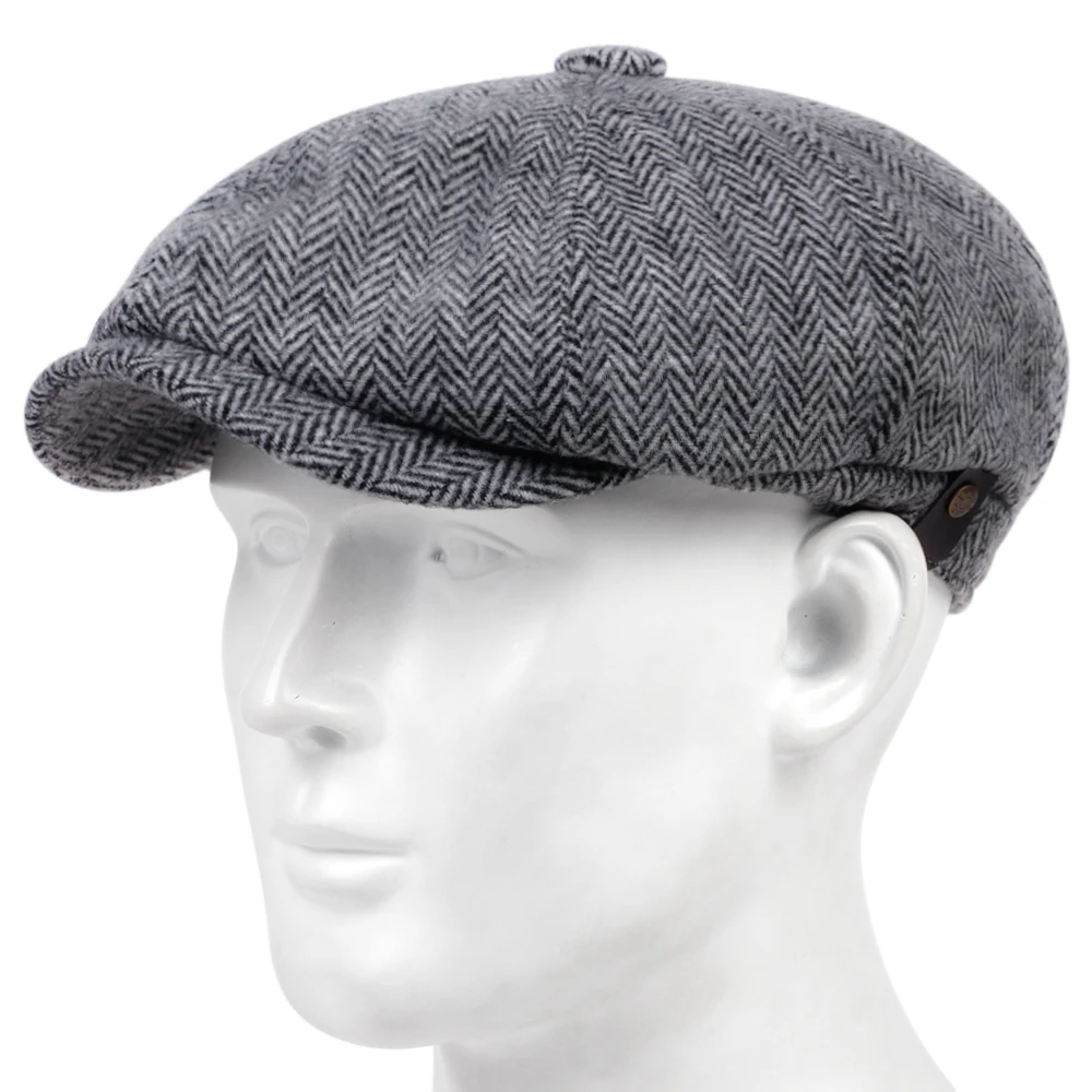 Top Trends: Men Women Wool Newsboy Caps Herringbone Flat Caps Coffee British Gatsby Caps Autumn Winter Warm Woolen Hats Gorras Shoppable Styles - Image 3