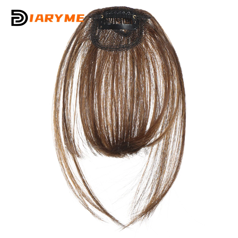 Top Trends: Straight Clip In Fringe Bangs Synthetic Fiber Light Brown Black Air Bangs Hair Extension Natural Hair Bangs For Women False Bang Shoppable Styles - Image 3