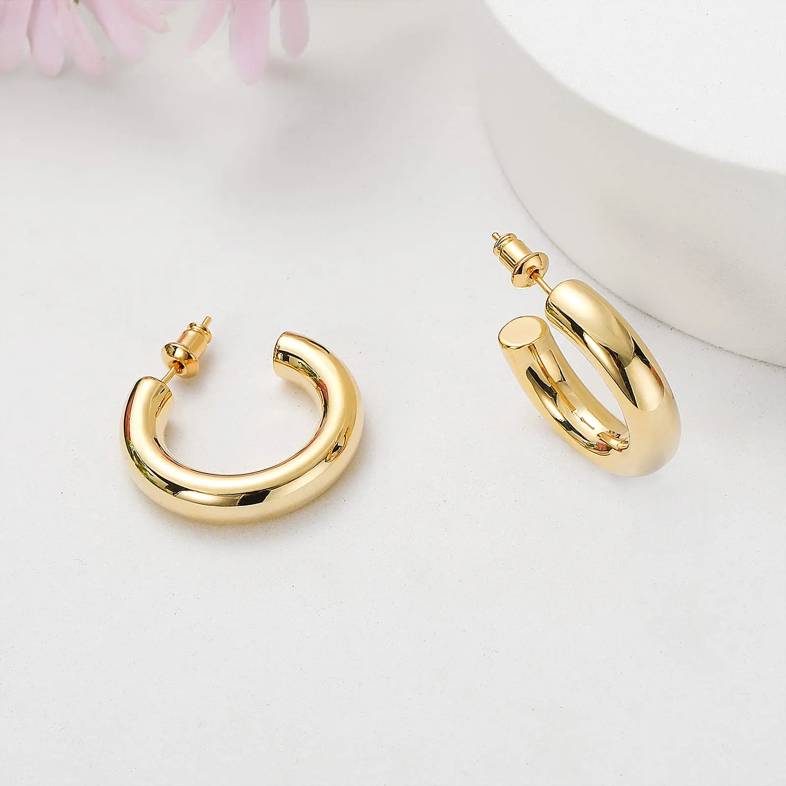 Top Trends: Vonmoos Hoop Earrings For Women Cute 14K Real Gold Plated Copper Hoop With 925 Sterling Silver Post New Modern Jewelry For Women Shoppable Styles