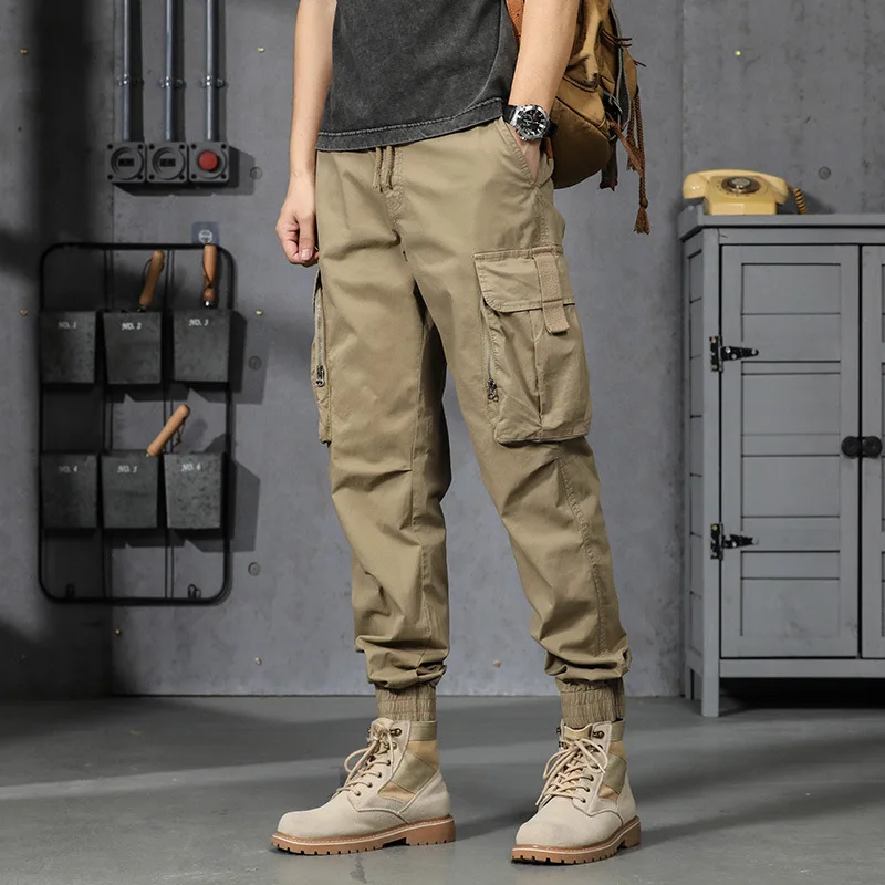 Top Trends: 2024 New Multi-Pockets Spring Military Cargo Pants Men Streetwear Zipper Leg Skinny Work Joggers Cotton Casual Tactical Trousers Shoppable Styles