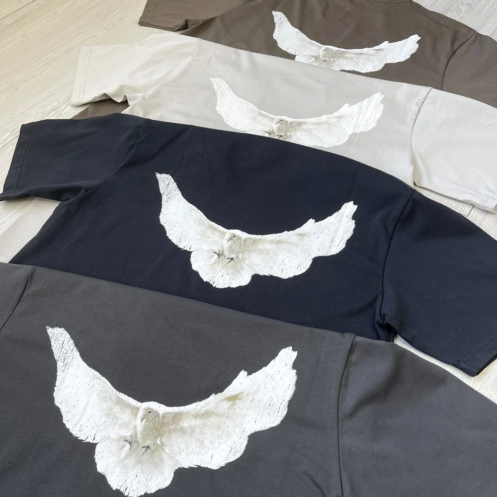 Top Trends: Kanye666 Men T-shirt Hip Hop Brand Kanye West Streetwear Vintage YZY DOVE DONDA 1:1 Harajuku Loose Ovesize Pigeon Print Tops Tee Shoppable Styles