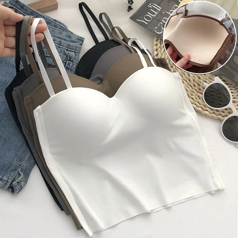 Top Trends: Seamless Camisole For Women Fitness Crop Tops Summer Thin Elegant Sexy All-match Casual One-piece Ice Silk Underwear TubeTop Shoppable Styles