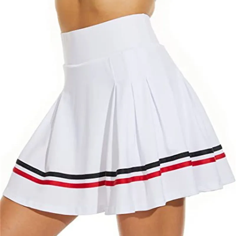 Top Trends: Plated Stripes Women Sports Pants Skirt High Waist Breathable Running Exercise Short Skirt Quick Dry Tennis Skirt Shoppable Styles