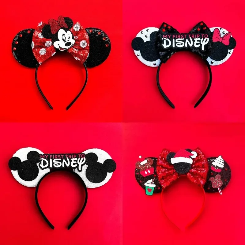 Top Trends: Cute Mickey Ears Headbands Girls Carnival Minnin Mouse Hairband For Women Sequins Bow Headwear Kids Disney Hair Accessories Gift Shoppable Styles - Image 4