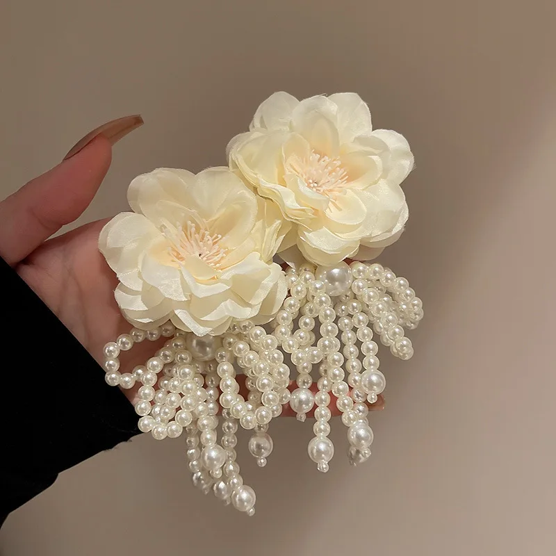 Top Trends: 2022 New Bohemian White Pink Big Cloth Flower Earrings For Women Statement Jewelry Handmade Pearl Bowknot Tassel Pendientes Shoppable Styles