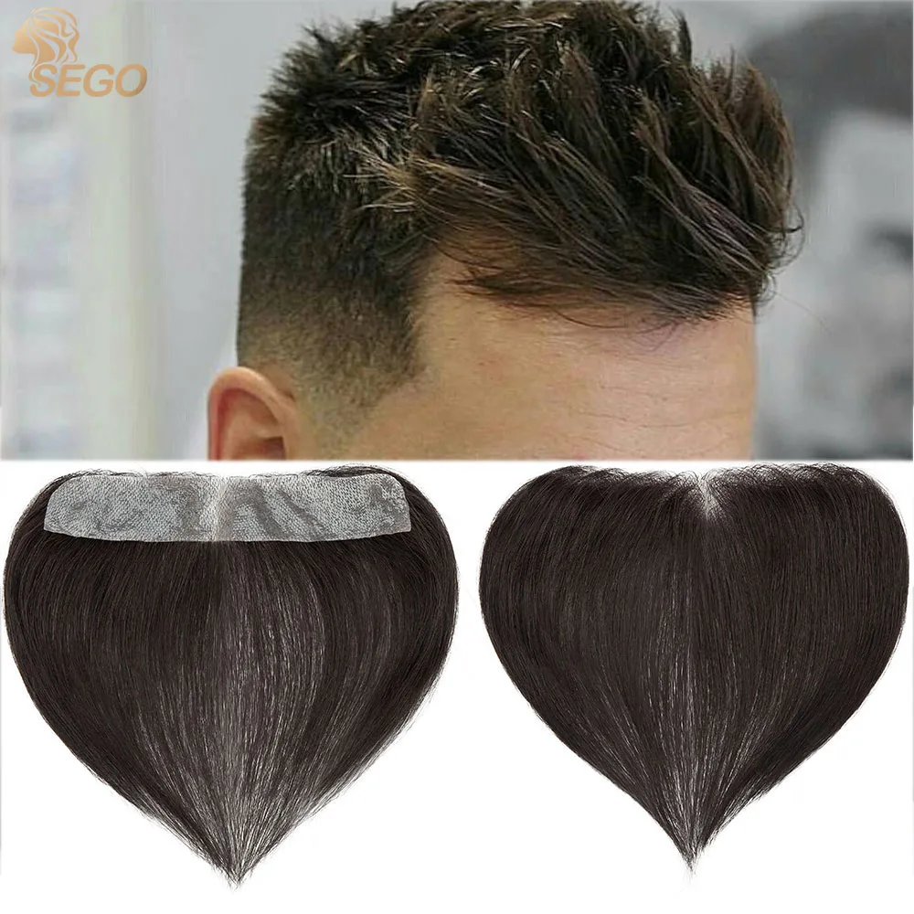 Top Trends: SEGO Hairline Men Toupee Frontal Hairpiece Men's Toupee 100% Human Hair System Natural Hair Pieces Replacement 2.5x17cm Shoppable Styles