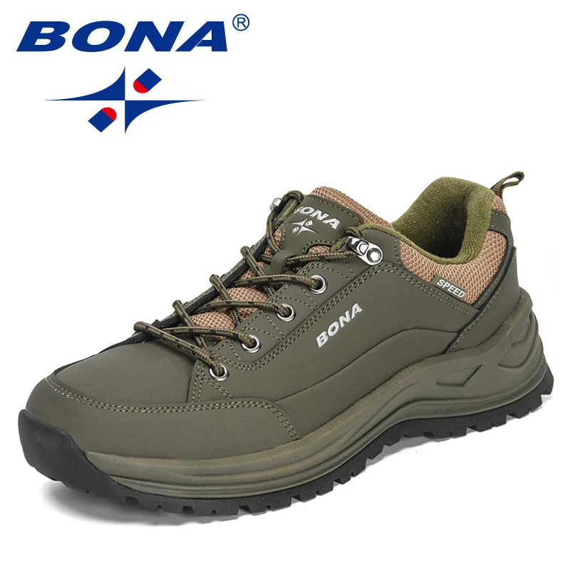 Top Trends: BONA 2022 New Designers Hiking Shoes Wear-resistant Outdoor Sports Shoes Men Brathable Lace-Up Climbing Trekking Footwear Man Shoppable Styles