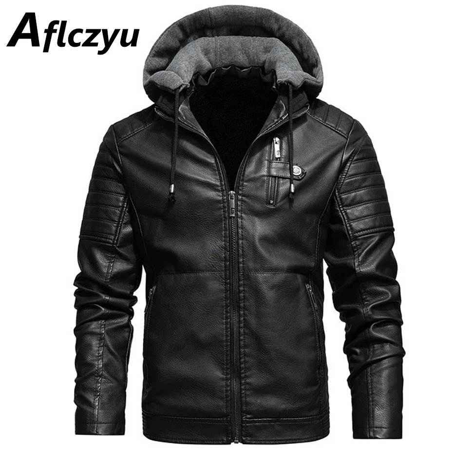 Top Trends: PU Jacket Men Autumn Winter Thick Fleece Jacket Coat Fashion Casual Hooded Jackets PU Faux Leather Coat Male Outerwear Shoppable Styles