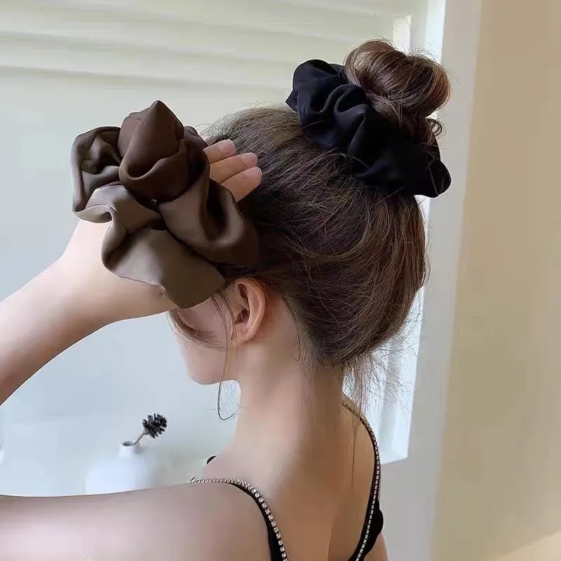 Top Trends: Elegant Silk Elastics Hair Band Solid Color Scrunchies For Women Girl Ponytail Holder Hair Rope Korean Hairband Hair Accessoires Shoppable Styles