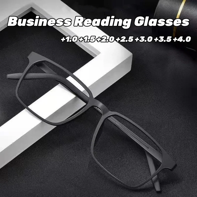 Top Trends: Men's Ultralight TR90 Frame Reading Glasses Titanium Alloy Anti Blue Light Business Eyewear Comfortable Far Sighted Eyeglasses Shoppable Styles