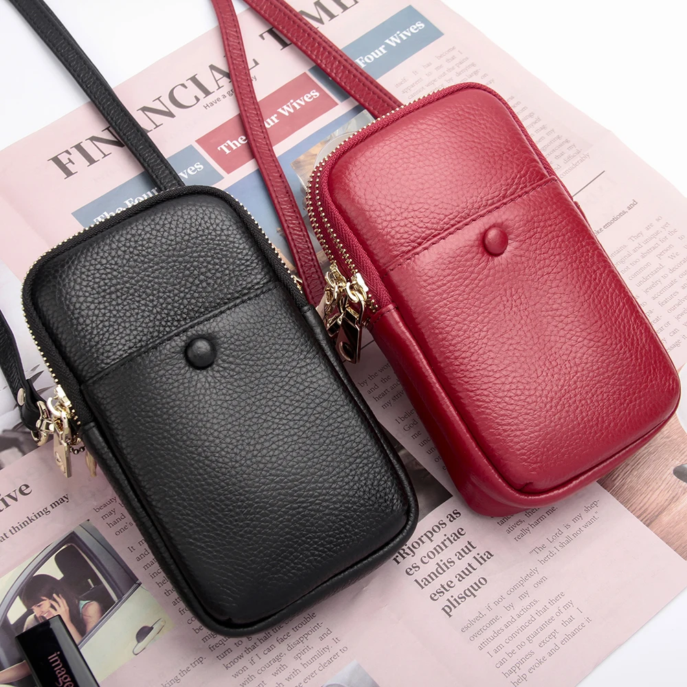 Top Trends: Genuine Leather Soft Small Shoulder Crossbody Bag Women Adjustable Strap Zipper Mobile Phone Bag Casual Versatile Messenger Bag Shoppable Styles