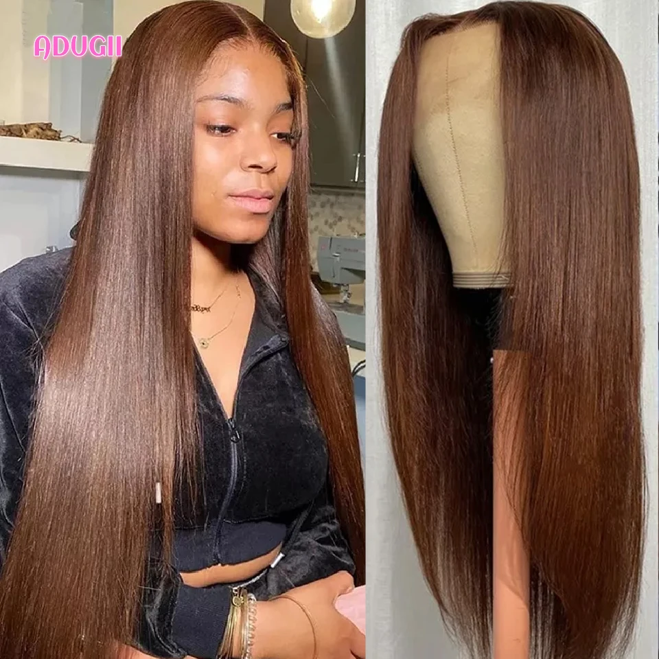 Top Trends: Chocolate Brown Straight Lace Front Human Hair Wigs Brazilian Body Wave Remy Hair Transparent Deep Wave Frontal Wig For Women Shoppable Styles