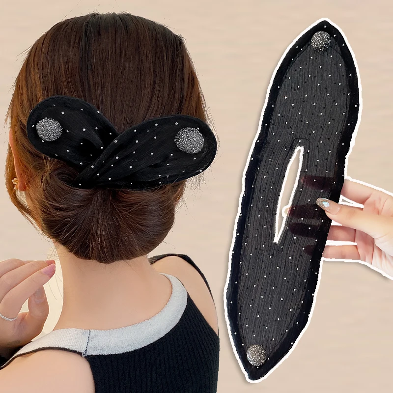 Top Trends: Women&#039;s Net Yarn Bow Rabbit Ear Headband Roller Magic Twisted Hairstyle Band 2023 New Fashion Hair Accessories Shoppable Styles